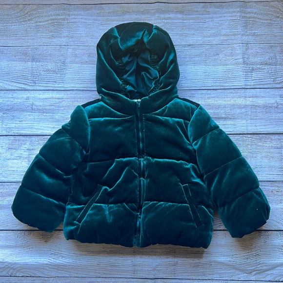 Gymboree Emerald Green Velvet Puffer 
